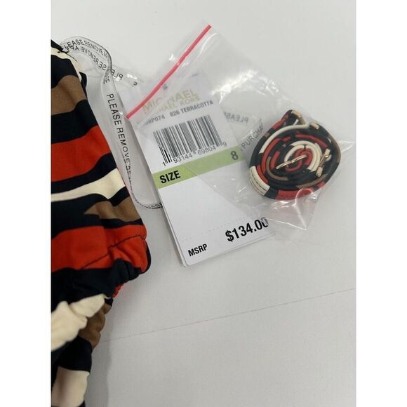 NWT Michael Kors Chic Swimwear Zebra Print One-Shoulder Women's Swimsuit Size 8 - Picture 7 of 10